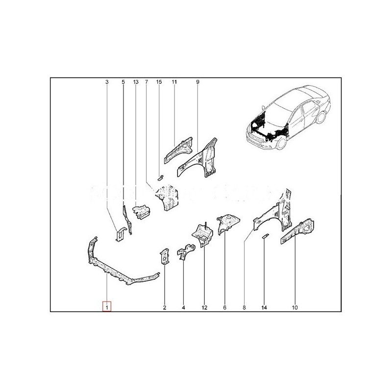 Zostava priečneho nosníka horného rámu chladiča Lada Vesta 8450039238